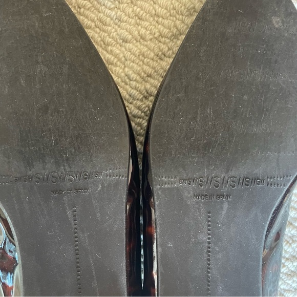 Stuart Weitzman Pointed Toe Patent Leather Tortoise Shell Bow Flats Size 7 - Picture 10 of 11